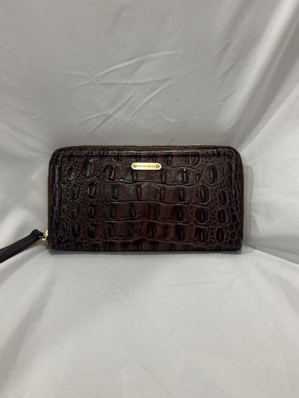 Brahmin Dark Brown Croc-Embossed Zip Around Wallet - Picture 2 of 6
